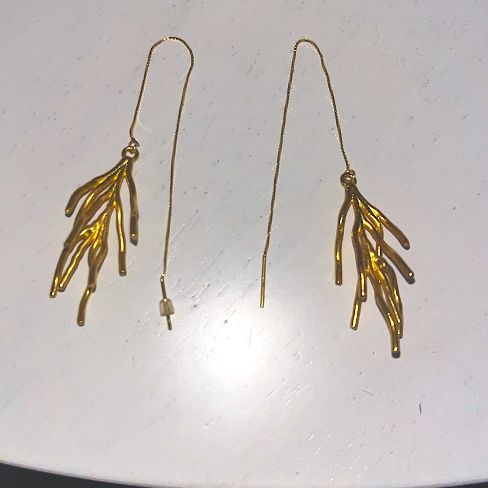 Unique Artisan Dangling Thread Earrings - image 4
